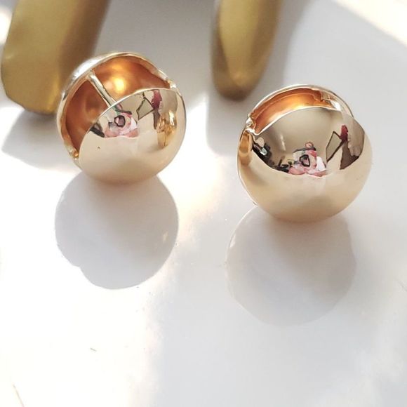 New! Anthro Gold Huggie Earrings - Picture 11 of 12